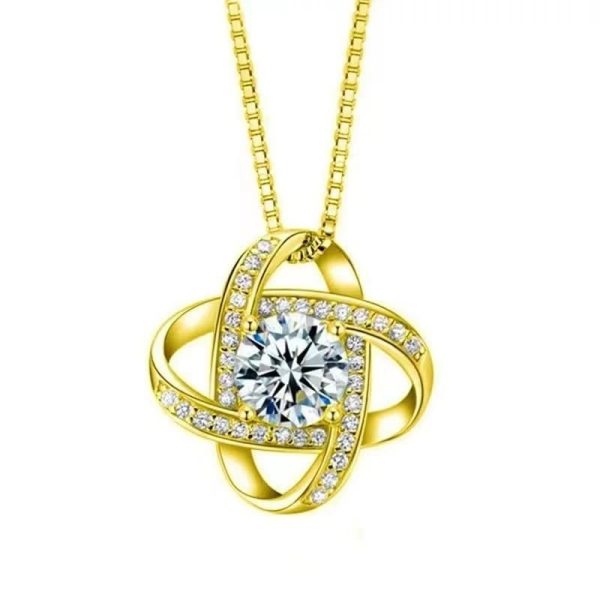 Lorram - Elegant S925 cross chain with open knot diamond pendant in S925