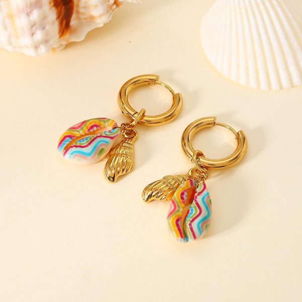 Lorram Jewellery Gold-Plated Multicolor Shell Earrings